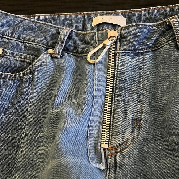 Sandro Women's Two-Tone Blue Straight Leg Jeans - Picture 2 of 3